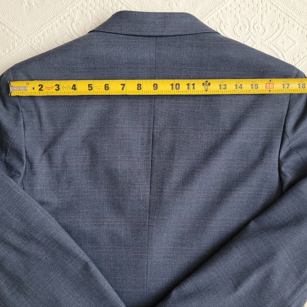 BANANA REPUBLIC FACTORY SLIM FIT SUIT JACKET 38R & DRESS PANTS 29X32 NAVY PLAID - Picture 14 of 16